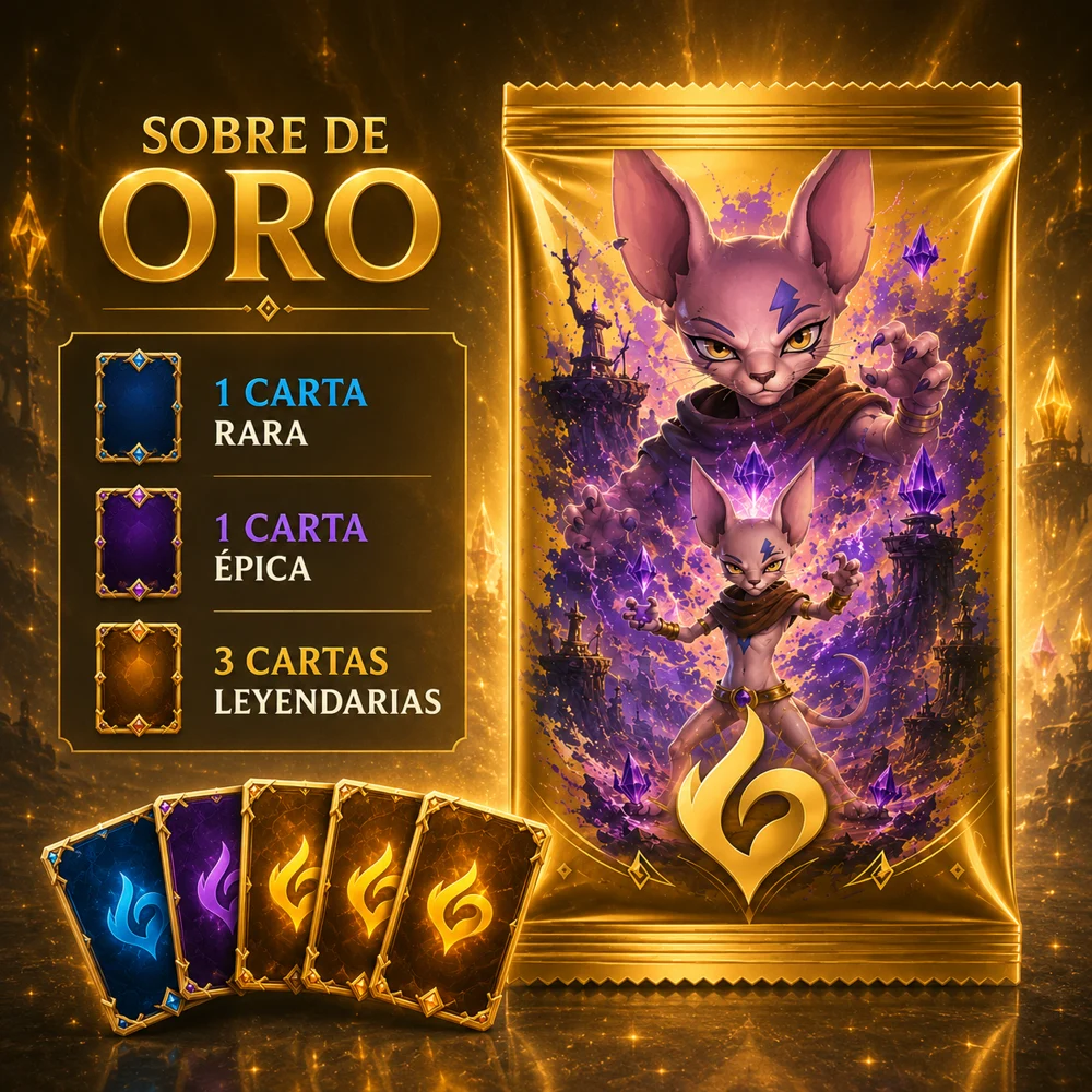 Sobre Oro de Leyendar: tres cartas Leyendarias, una Épica y una Rara