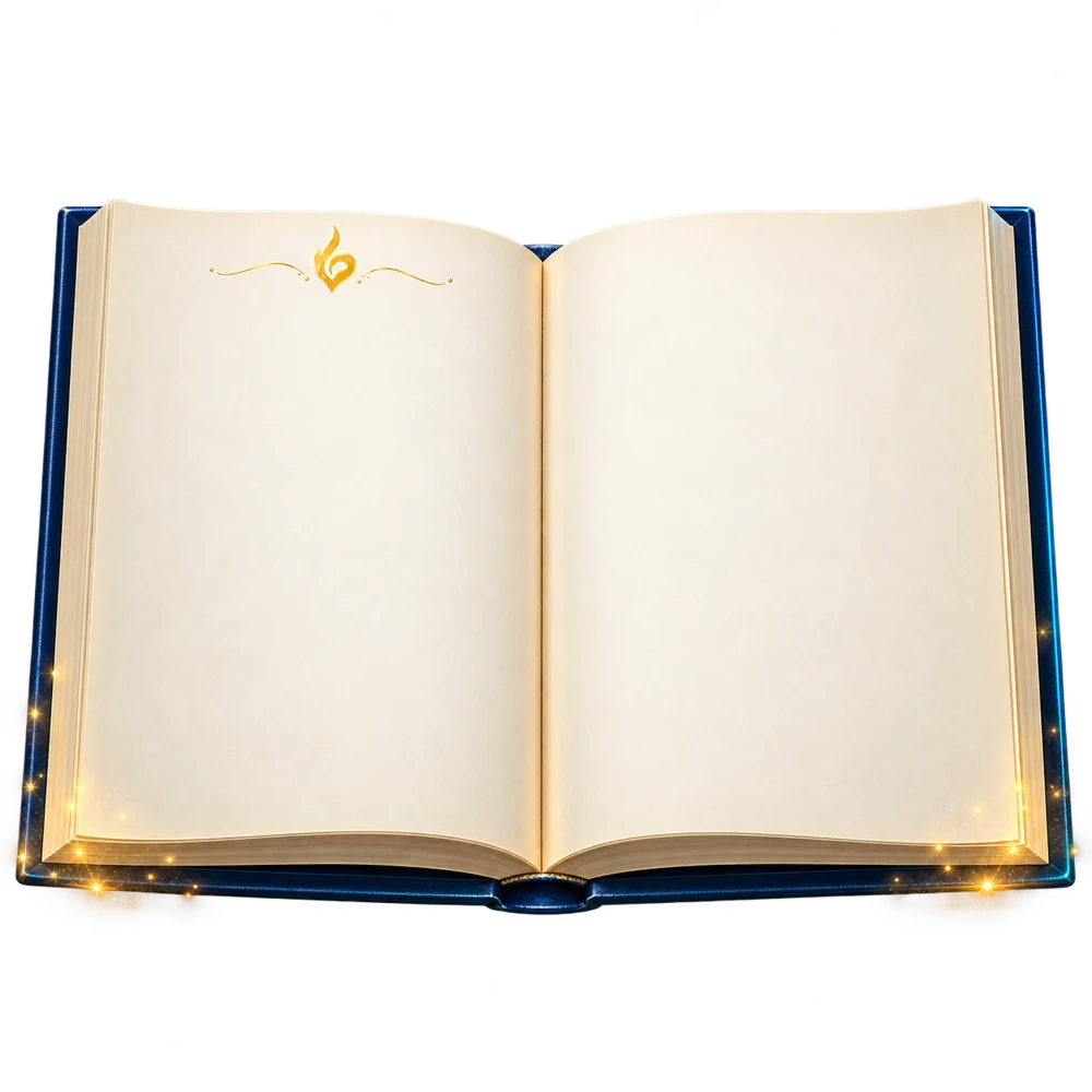 Leyendar La Gema Celestial: libro abierto, dos páginas